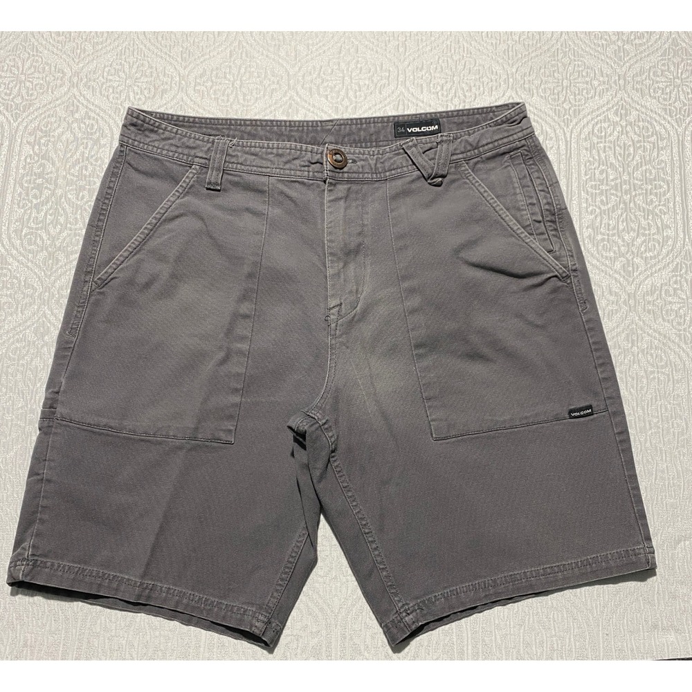 Volcom Mens Gray Utility Cargo Skate Shorts Size 34 Charcoal Cotton Blend